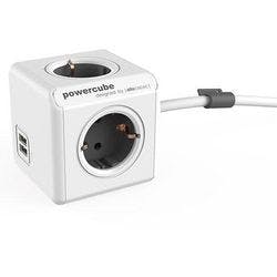 Allocacoc 1407 / DEEUPC PowerCube Steckdosenwürfel mit 2 USB-Anschlüssen 4 Buchsen Typ F 3 m Weiß, Grau Produktbild