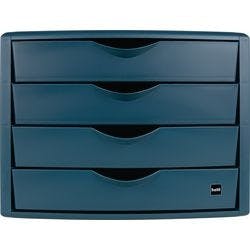 Helit Schubladenbox mit 4 Schubladen The Green Chameleon A4 Kunststoff Blau 215 x 265 x 332 mm Produktbild