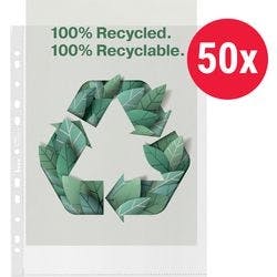 Bene Premium Prospekthüllen 100% Recycelt DIN A4 Genarbt Transparent 100 Mikron Polypropylen 11 Löcher 627505 50 Stück Produktbild