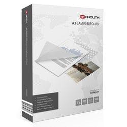 Monolith Laminierfolien DIN A3 Glasklar 80 Mikron (2 x 80) Transparent 300 Hüllen Produktbild