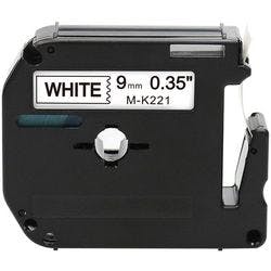 Rillstab Kompatibel Brother M-K221 Kompatibel Schriftband Selbstklebend Schwarzer Druck auf Weiß 9 mm x 8m Produktbild