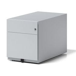 Rollcontainer Note mit seitlicher Griffleiste und einer Universalschublade à Höhe 150 mm und eine Schublade für Hängeregistratur 495 x 420 x 775 mm Lichtgrau Produktbild