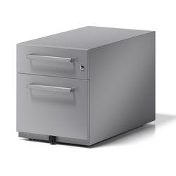 Rollcontainer Note mit Designgriff und einer Universalschublade à Höhe 150 mm und eine Schublade für Hängeregistratur 495 x 420 x 775 mm Silber Produktbild