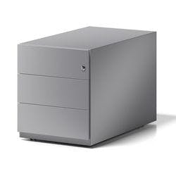 Rollcontainer Note mit seitlicher Griffleiste und drei Universalschubladen à Höhe 150 mm 495 x 420 x 775 mm Silber Produktbild