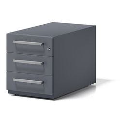 Rollcontainer Note mit Designgriff und drei Universalschubladen à Höhe 150 mm 495 x 420 x 775 mm Anthrazit Produktbild