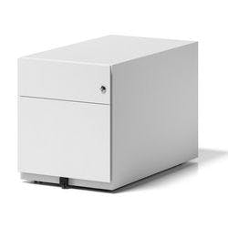 Rollcontainer Note mit seitlicher Griffleiste und einer Universalschublade à Höhe 150 mm und eine Schublade für Hängeregistratur 495 x 420 x 775 mm Verkehrsweiß Produktbild