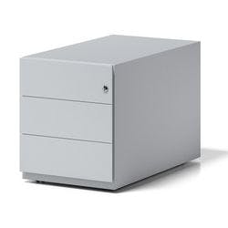 Rollcontainer Note mit seitlicher Griffleiste und drei Universalschubladen à Höhe 150 mm 495 x 420 x 775 mm Lichtgrau Produktbild