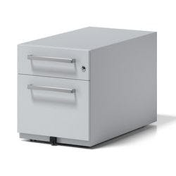 Rollcontainer Note mit Designgriff und einer Universalschublade à Höhe 150 mm und eine Schublade für Hängeregistratur 495 x 420 x 775 mm Lichtgrau Produktbild