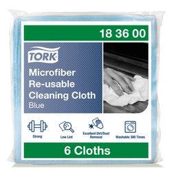 Tork Premium Mikrofaser Mehrweg-Reinigungstuch 183600 Blau Trocken- und Nassnanwendung 6 Stück Produktbild