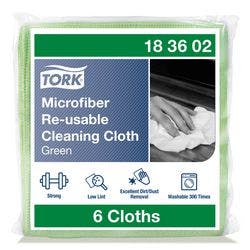 Tork Premium Mikrofaser Mehrweg-Reinigungstuch Grün Trocken- und Nassanwendung 183602 6 Stück Produktbild