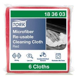 Tork Premium Mikrofaser Mehrweg-Reinigungstuch Rot 183603 Trocken- und Nassnanwendung 6 Stück Produktbild