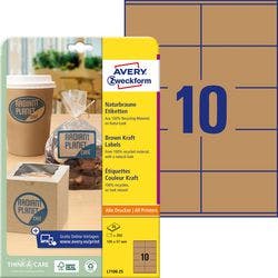 Avery L7108-25 Etiketten DIN A4 Braun 105 x 57 mm 25 Blatt à 10 Etiketten Produktbild