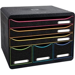 Exacompta Black Office Schubladenbox 6 Kunststoff Mehrfarbig, Schwarz 35,5 x 27 x 27,1 cm 1 Produktbild