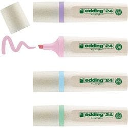 edding 24 EcoLine 24 Textmarker Farbig sortiert Mittel Keilspitze Nachfüllbar 4 Stück Produktbild