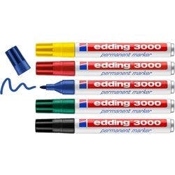 edding 3000 Permanentmarker Mittel Filzspitze Farbig sortiert Nachfüllbar Wasserbeständig 5 Stück Produktbild