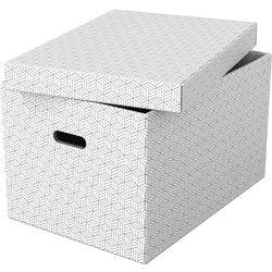 Esselte Home Aufbewahrungsbox 628286 Groß 100% Recycelter Karton Weiß 355 x 510 x 305 mm 3 Stück Produktbild