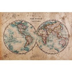 cover your desk Historische Weltkarte Schreibunterlage Vinyl Braun 40 x 60 cm Produktbild Print Hauptbild L