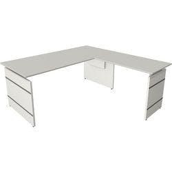 Kerkmann Form 4 Höhenverstellbar Schreibtisch L-förmig Hellgrau Wange 1.800 (B) x 1.800 (T) x 760 (H) mm Produktbild