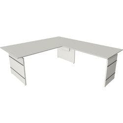 Kerkmann Form 4 Höhenverstellbar Eckschreibtisch L-förmig Hellgrau Wange 2.000 (B) x 2.200 (T) x 760 (H) mm Produktbild