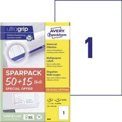 AVERY Zweckform Laser Mehrzwecketiketten 6603 haftend DIN A4 Weiß 21 x 29,7 cm 65 Stück à 65 Blatt Produktbild