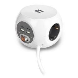 ACT Steckdosenwürfel AC2415 3 Power Socket,2 USB-A,2 USB-C Weiß Produktbild