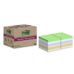 Post-it Super Sticky Recycelte Haftnotizen 76 x 76 mm Farbig sortiert 70 Blatt 12 Blöcke Produktbild