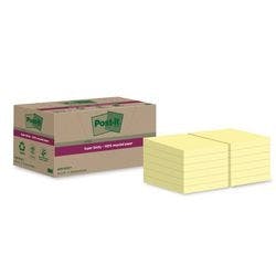 Post-it Super Sticky Recycelte Haftnotizen 47,6 x 47,6 mm Kanariengelb 70 Blatt 12 Blöcke Produktbild Print Hauptbild L