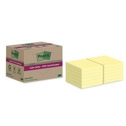 Post-it Super Sticky Recycelte Haftnotizen 76 x 76 mm Kanariengelb 70 Blatt 12 Blöcke Produktbild