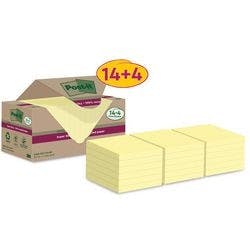 Post-it Super Sticky Recycelte Haftnotizen 76 x 76 mm Kanariengelb 70 Blatt Vorteilspackung 14 + 4 Gratis Produktbild