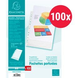 Exacompta Klarsichthüllen DIN A4 Genarbt Transparent 50 Mikron PP (Polypropylen) Oben 5100E 100 Stück Produktbild