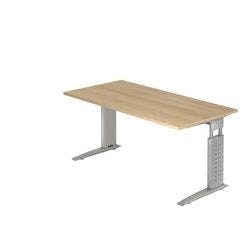 Hammerbacher Höhenverstellbar Schreibtisch Eiche Holz, Metall Silber C-Fuß 1.600 x 800 x 680 mm Produktbild