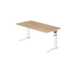 Hammerbacher Höhenverstellbar Schreibtisch Eiche Holz, Metall Weiß C-Fuß 1.600 x 800 x 680 mm Produktbild