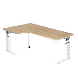 Hammerbacher Höhenverstellbar Schreibtisch Eiche Holz, Metall Weiß C-Fuß 2.000 x 800 x 680 mm Produktbild