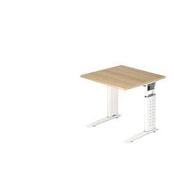 Hammerbacher Höhenverstellbar Schreibtisch Eiche Holz, Metall Weiß C-Fuß 800 x 800 x 680 mm Produktbild