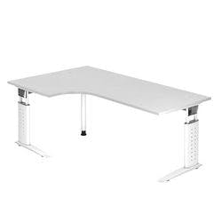 Hammerbacher Höhenverstellbarer Schreibtisch Holz, Metall Weiß C-Fuß 2.000 x 800 x 680 mm Mit Aufbau Produktbild