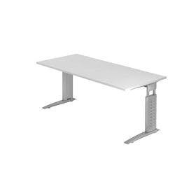 Hammerbacher VUS19/W/SDEAUFB Höhenverstellbarer Schreibtisch Holz, Metall Silber C-Fuß 1.800 x 800 x 680 mm Mit Aufbau Produktbild Print Hauptbild L