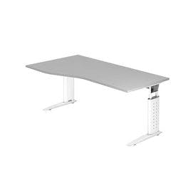 Hammerbacher VUS18/5/WDEAUFB Höhenverstellbarer Schreibtisch Holz, Metall Weiß C-Fuß 1.800 x 800 x 680 mm Mit Aufbau Produktbild