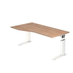 Hammerbacher Höhenverstellbar Schreibtisch Walnuss Holz, Metall Weiß C-Fuß 1.800 x 800 x 680 mm Produktbild