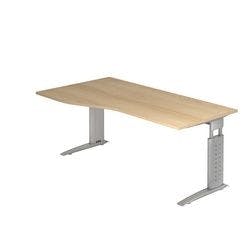 Hammerbacher VUS18/E/SDEAUFB Höhenverstellbarer Schreibtisch Eiche Holz, Metall Silber C-Fuß 1.800 x 800 x 680 mm Mit Aufbau Produktbild