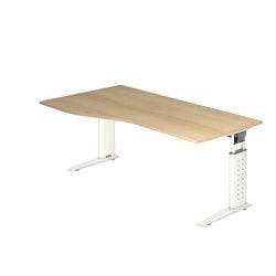 Hammerbacher VUS18/E/WDEAUFB Höhenverstellbarer Schreibtisch Eiche Holz, Metall Weiß C-Fuß 1.800 x 800 x 680 mm Mit Aufbau Produktbild