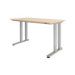 Hammerbacher VHD41608S/3/SDEAUFB Elektronisch Höhenverstellbarer Schreibtisch Ahorn Spanplatte Silber C-Fuß Mit Aufbau Produktbild