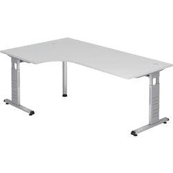 Hammerbacher Höhenverstellbarer Eckschreibtisch Melamin Weißer T-Fuß 2.000 x 1.200 x 650 mm Mit Aufbau Produktbild