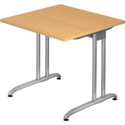 Hammerbacher Nicht Höhenverstellbarer Schreibtisch Buche Silber C-Fuß 800 x 800 x 720 mm Mit Aufbau Produktbild