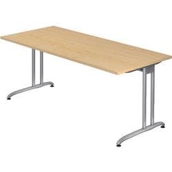 Hammerbacher Nicht Höhenverstellbarer Schreibtisch Ahorn Melamin Silberner T-Fuß 1.800 x 800 x 720 mm Mit Aufbau Produktbild