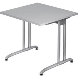 Hammerbacher Nicht Höhenverstellbarer Schreibtisch Melamin Silberner T-Fuß 800 x 800 x 720 mm Mit Aufbau Produktbild