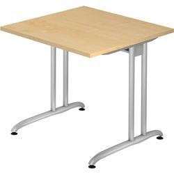 Hammerbacher Nicht Höhenverstellbarer Schreibtisch Ahorn Melamin Silberner T-Fuß 800 x 800 x 720 mm Mit Aufbau Produktbild