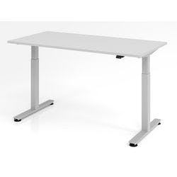 Hammerbacher Elektrisch höhenverstellbarer Sitz-Stehschreibtisch Melamin Silberner T-Fuß 1.600 x 800 x 650 mm Mit Aufbau Produktbild