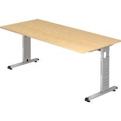 Hammerbacher Höhenverstellbarer Gerader Schreibtisch Ahorn Weiß 1.800 x 800 x 650 mm Mit Aufbau Produktbild