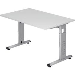 Hammerbacher Höhenverstellbarer Schreibtisch Melamin Weißer T-Fuß 1.200 x 800 x 650 mm Mit Aufbau Produktbild