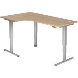 Hammerbacher Elektronisch Höhenverstellbarer Sitz-Stehschreibtisch Eiche Melamin Silberner T-Fuß 2.000 x 1.200 x 800 mm Mit Aufbau Produktbild